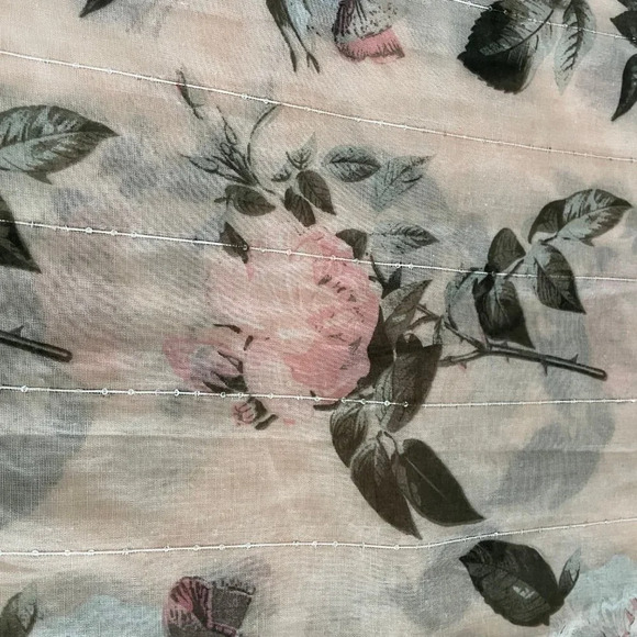 Floral Print 100% Polyester Scarf/Wrap in Blush Pink White & Green Sz OS - Picture 7 of 12